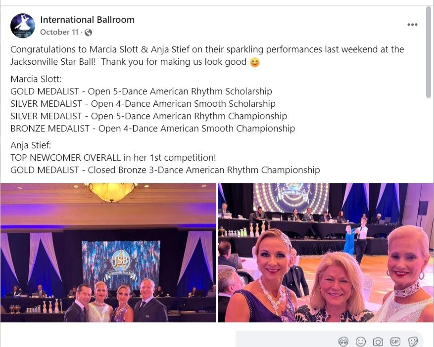 Facebook post about Maria's and Anja's achievement